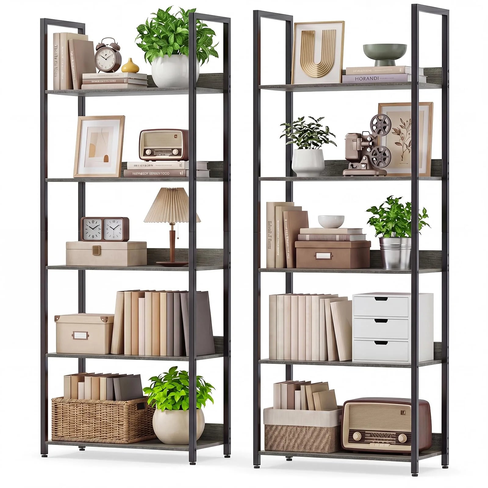 Tangkula 5-Tier Bookshelf for Living Room