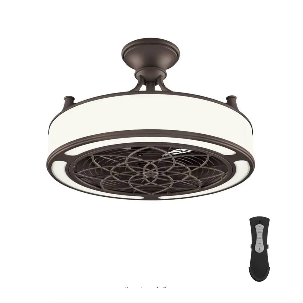 Home Decorators Collection Windara 22 in. LED Indoor/Covered Outdoor Bronze Ceiling Fan with Light Kit and Remote Control