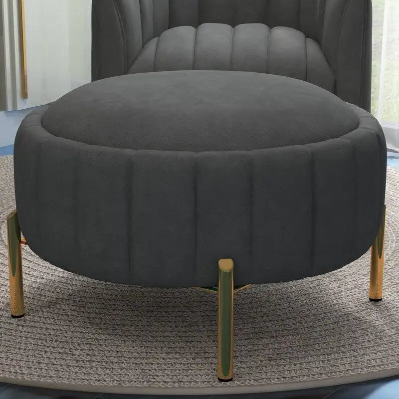 SEYNAR Modern Velvet Tufted Swivel Club Chair and Ottoman Set