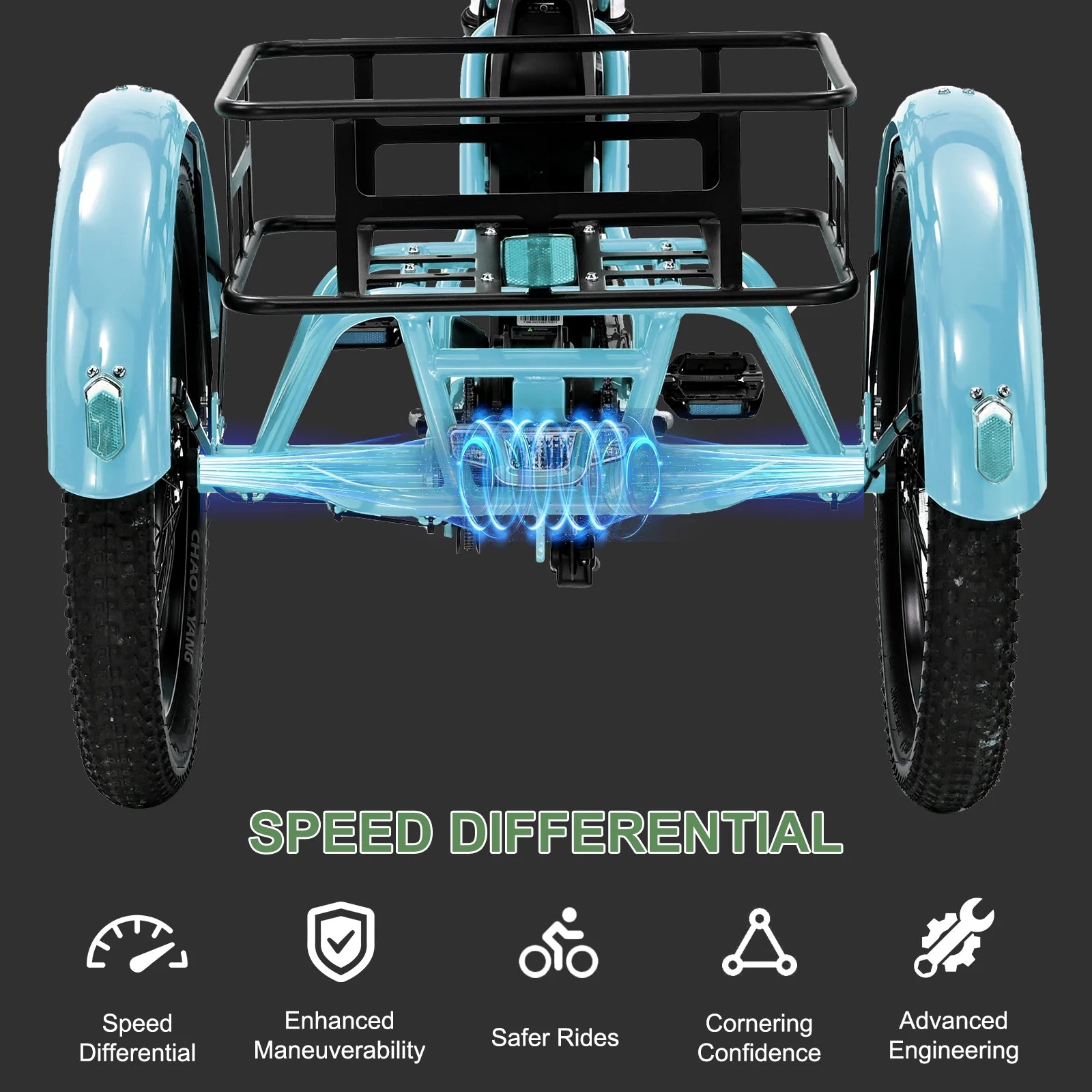 ABORON 3.0 Fat Tire Electric Trike for Senior Foldable E - Bike, 500W Motorized Tricycle Adult 20" Folding 3 Wheel Electric Commute Bike Trike W/48V