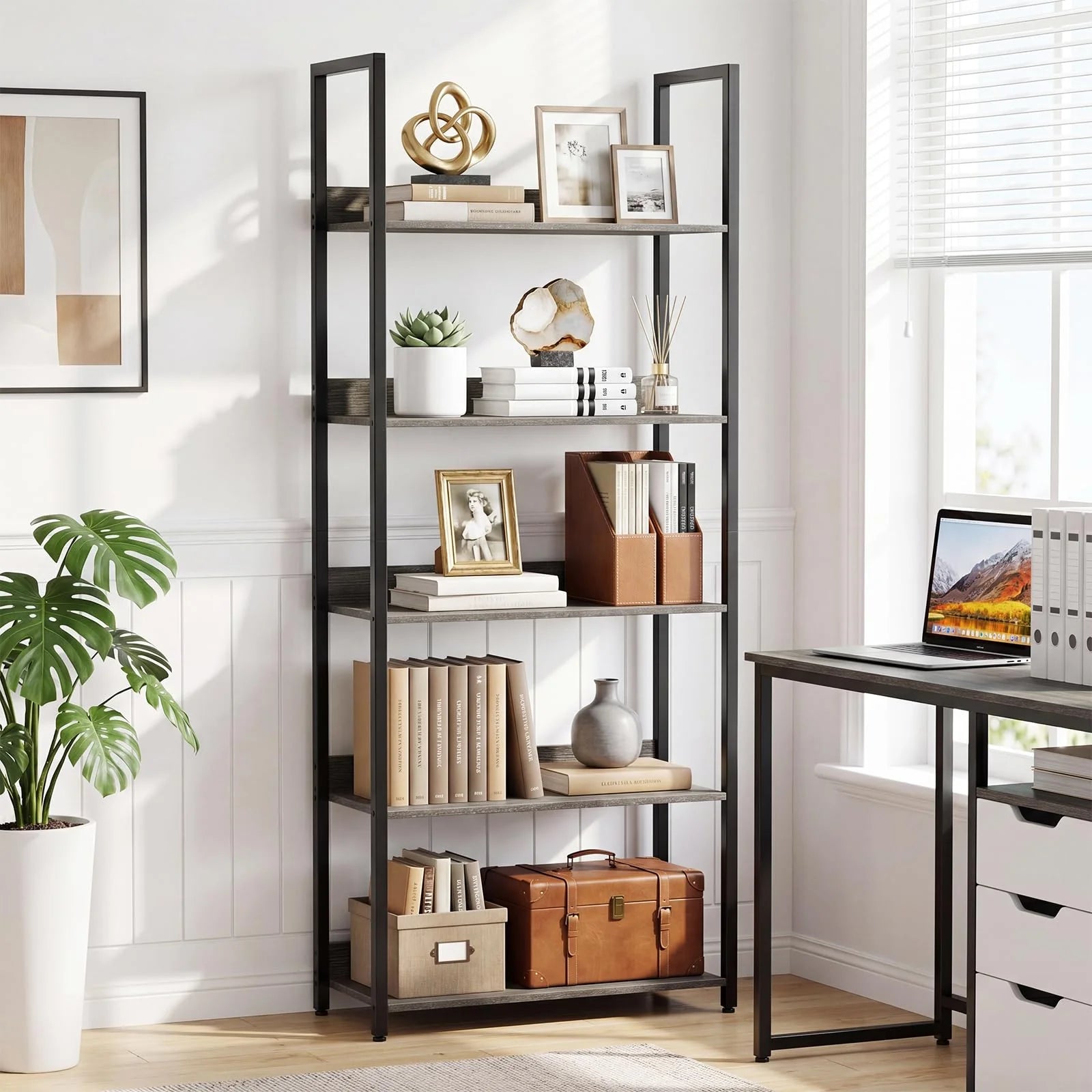 Tangkula 5-Tier Bookshelf for Living Room