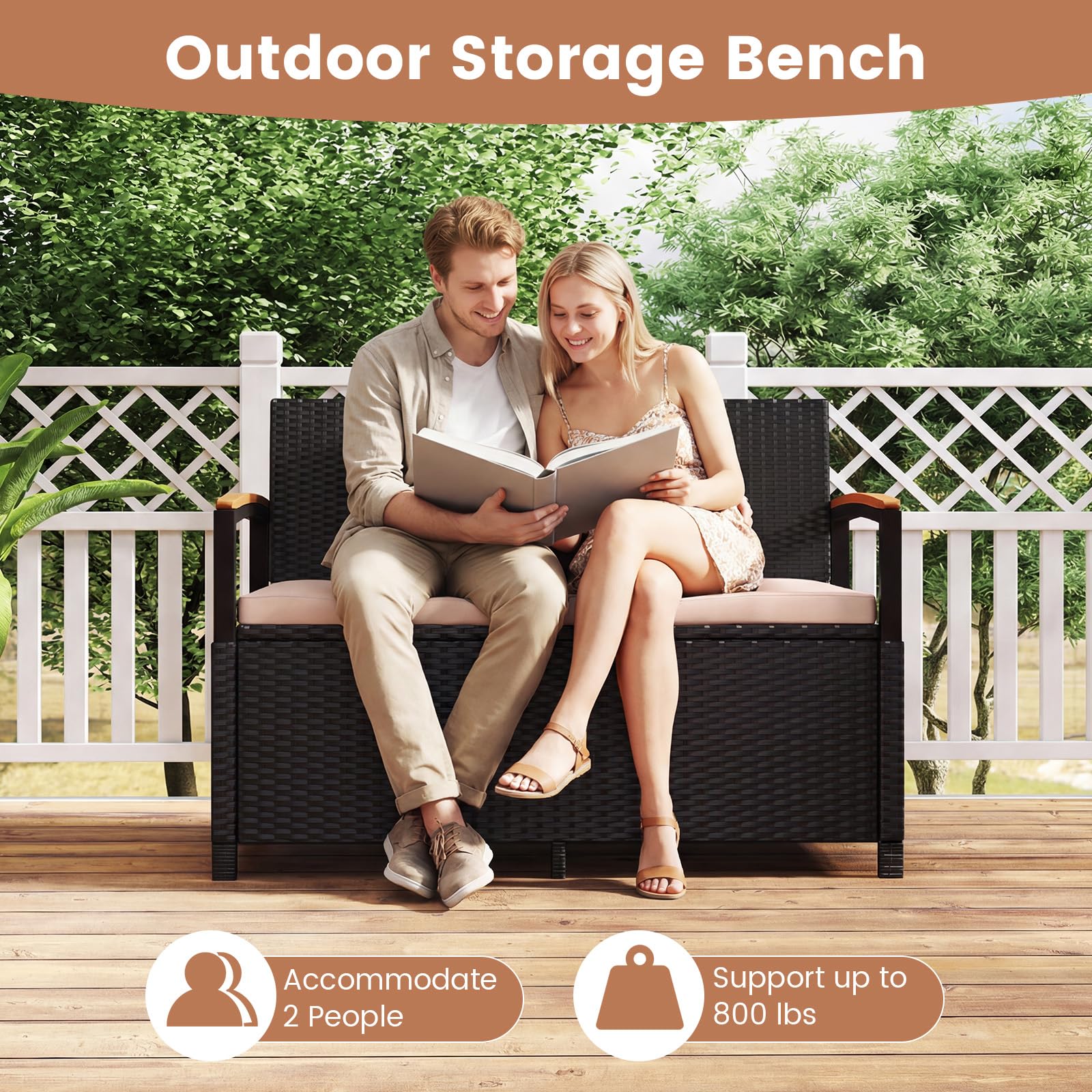 Tangkula 46 Gallon Outdoor Bench with Storage