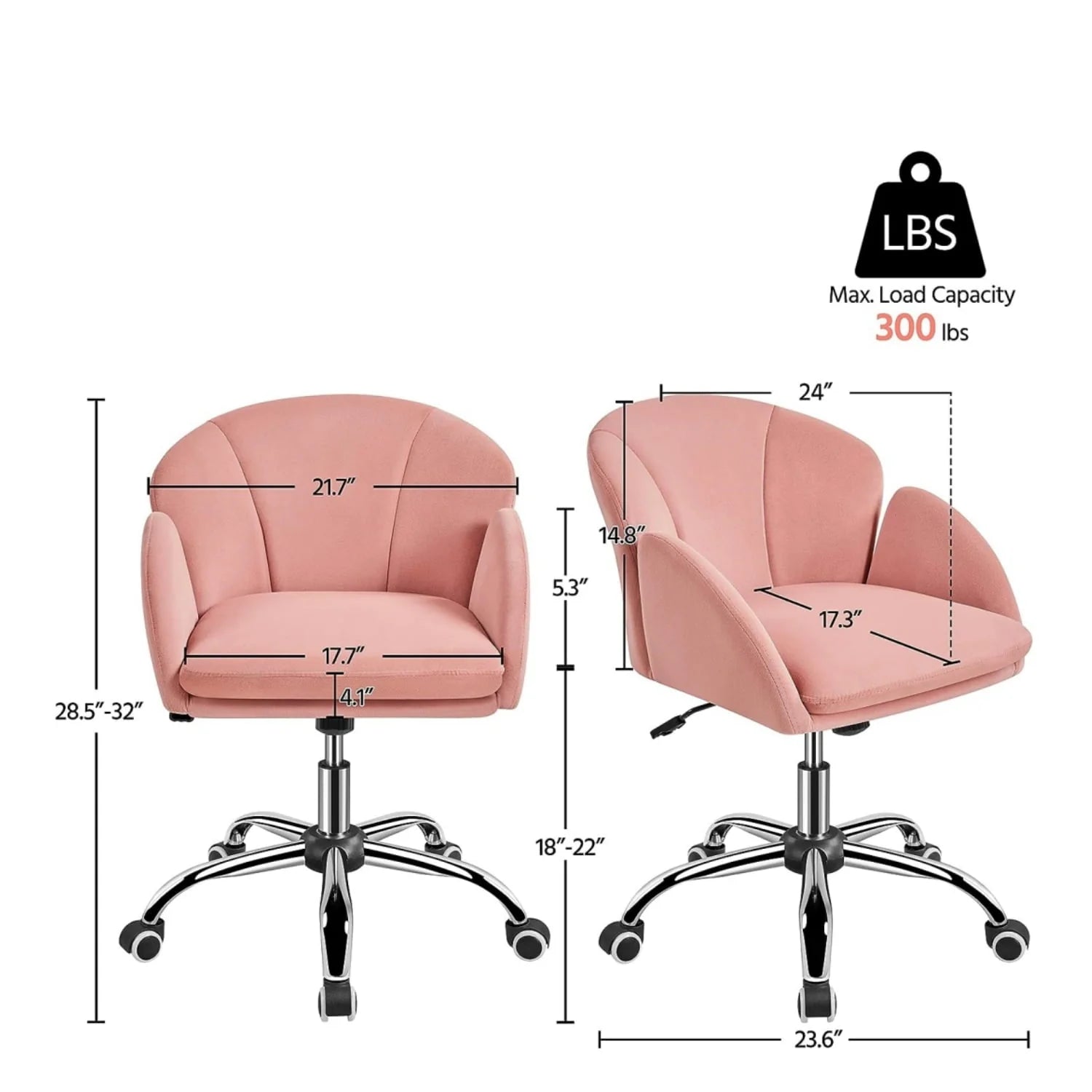 Velvet Desk Chair for Home Office, Makeup Vanity Chair with Armrests for Bedroom Modern, Swivel Rolling Chair