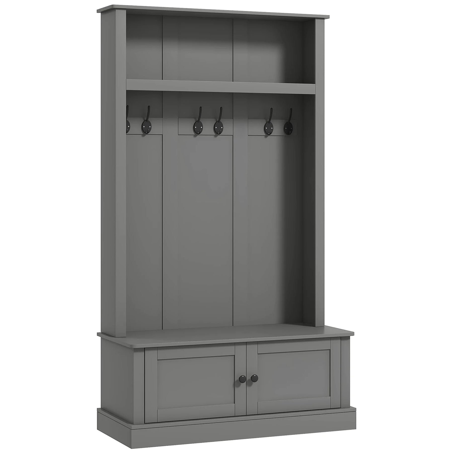 HOMCOM Hall Tree, Entryway Bench W/ Coat Rack, Shoe Cabinet, Black