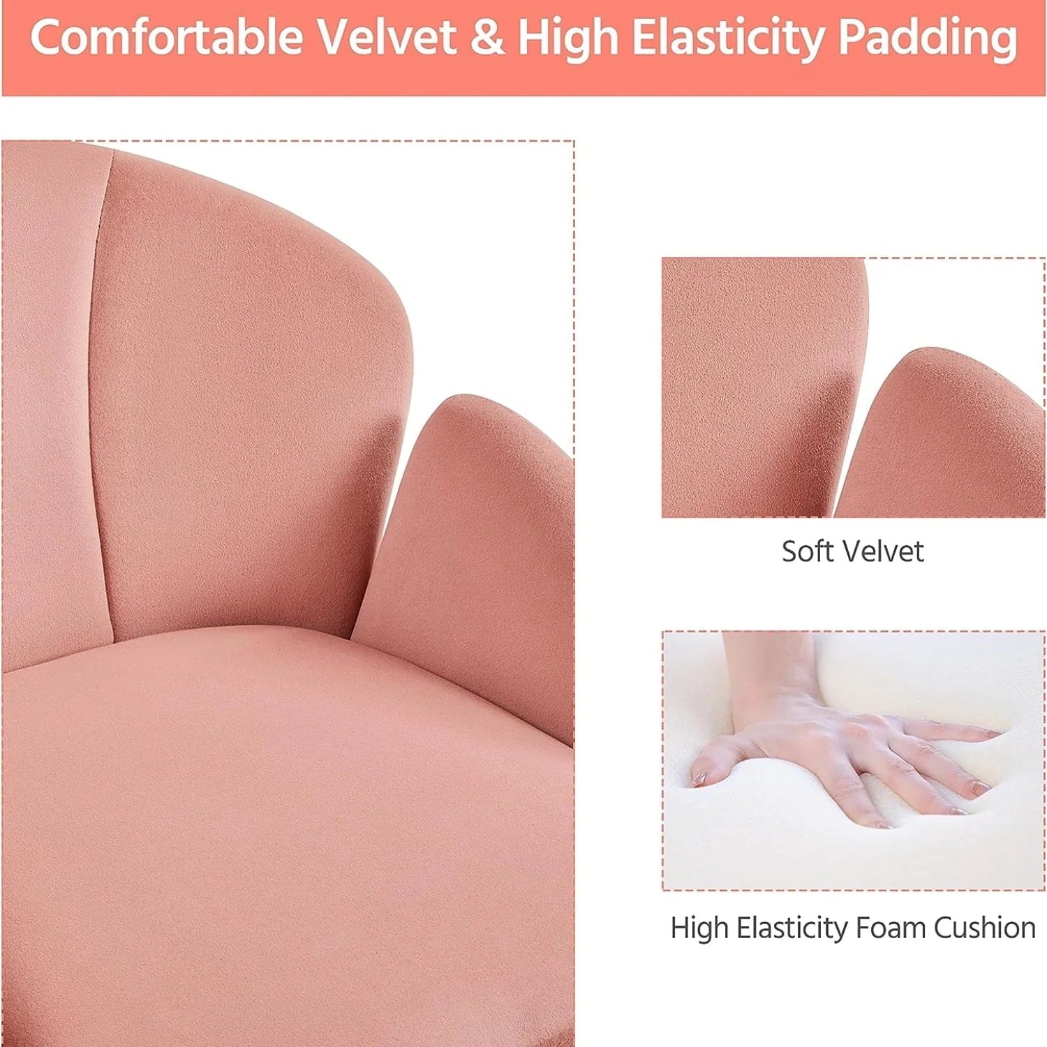 Velvet Desk Chair for Home Office, Makeup Vanity Chair with Armrests for Bedroom Modern, Swivel Rolling Chair