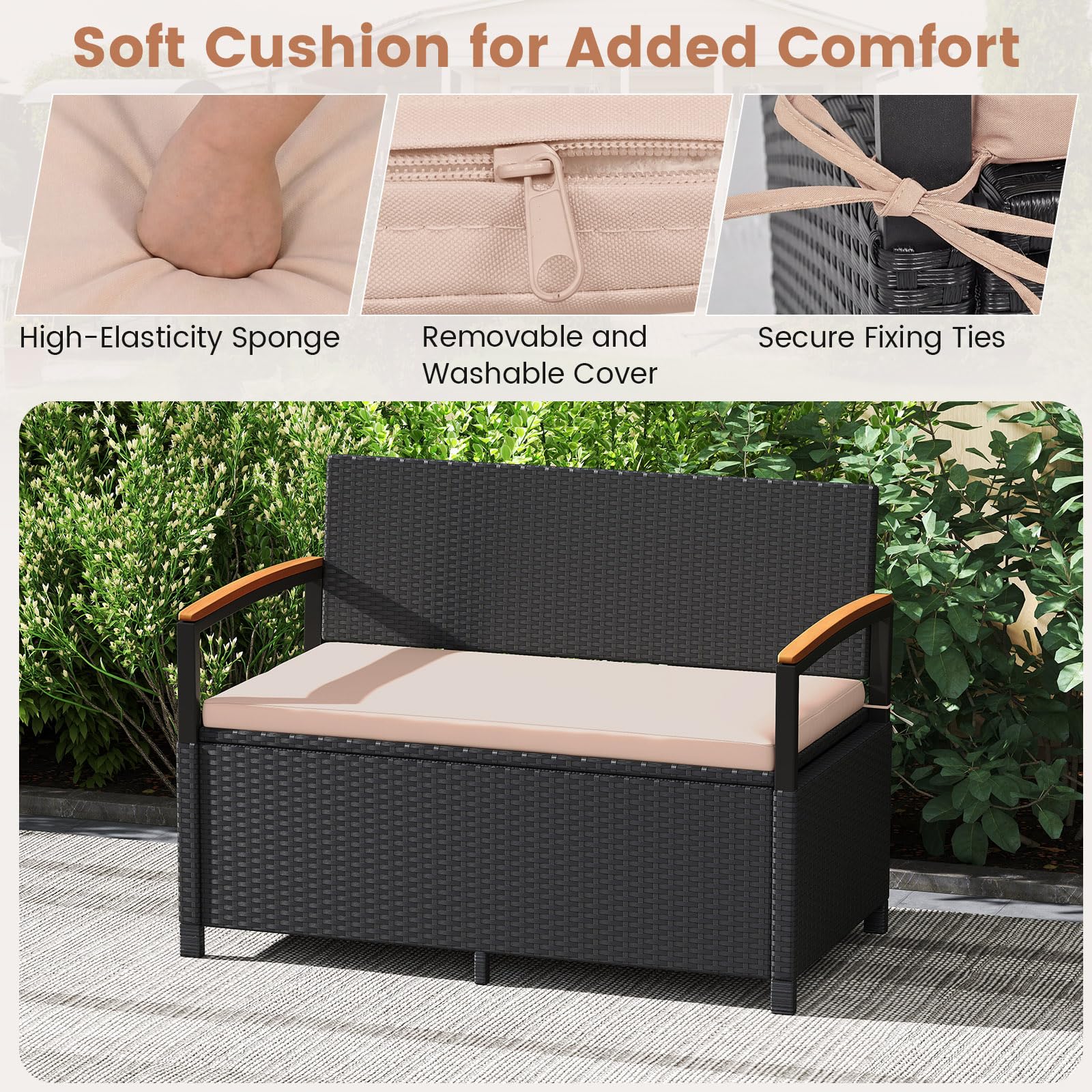 Tangkula 46 Gallon Outdoor Bench with Storage